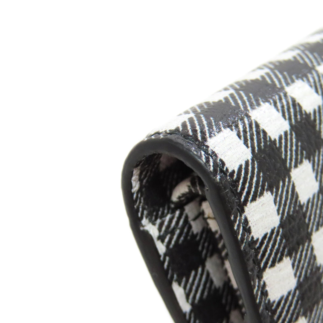 MIUMIU Bifold Wallet PVC black Check Pattern Women Used Authentic