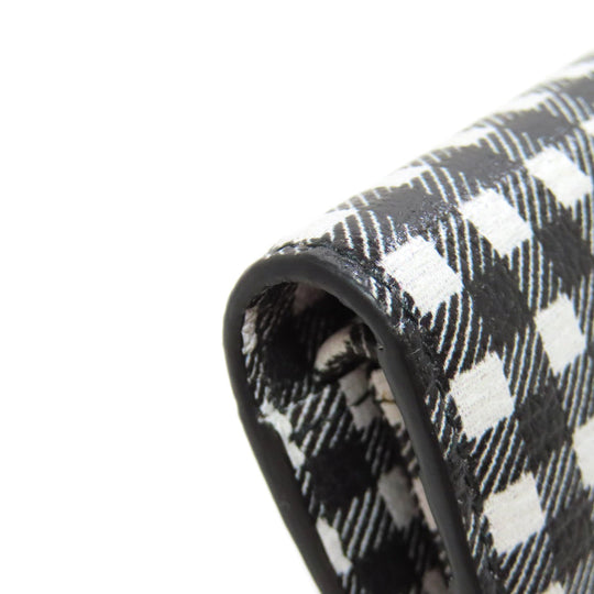 MIUMIU Bifold Wallet PVC black Check Pattern Women Used Authentic