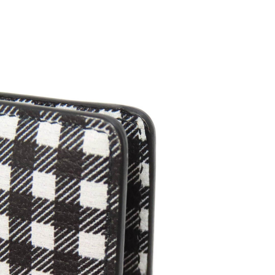 MIUMIU Bifold Wallet PVC black Check Pattern Women Used Authentic