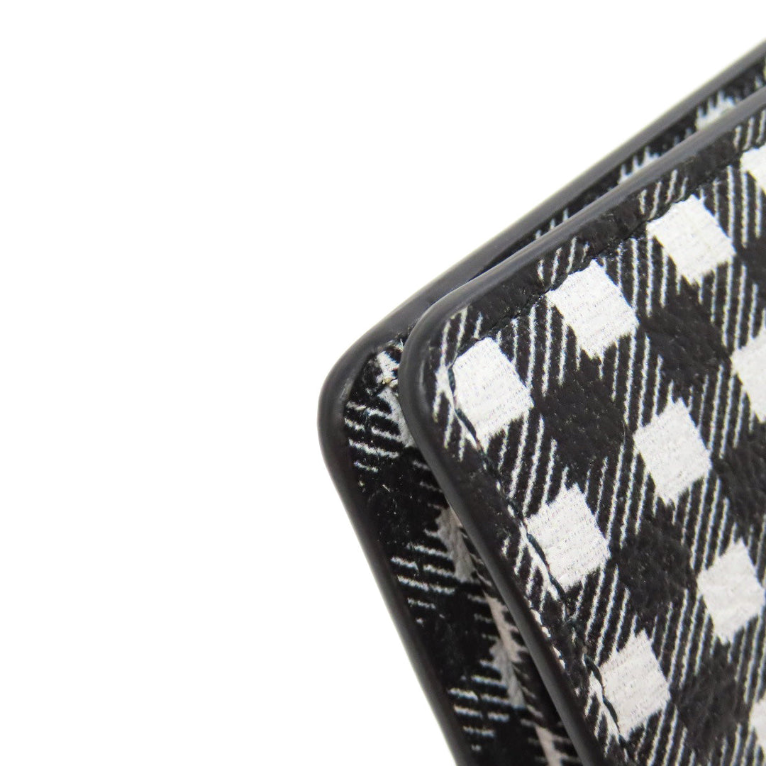 MIUMIU Bifold Wallet PVC black Check Pattern Women Used Authentic