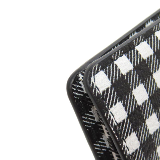 MIUMIU Bifold Wallet PVC black Check Pattern Women Used Authentic