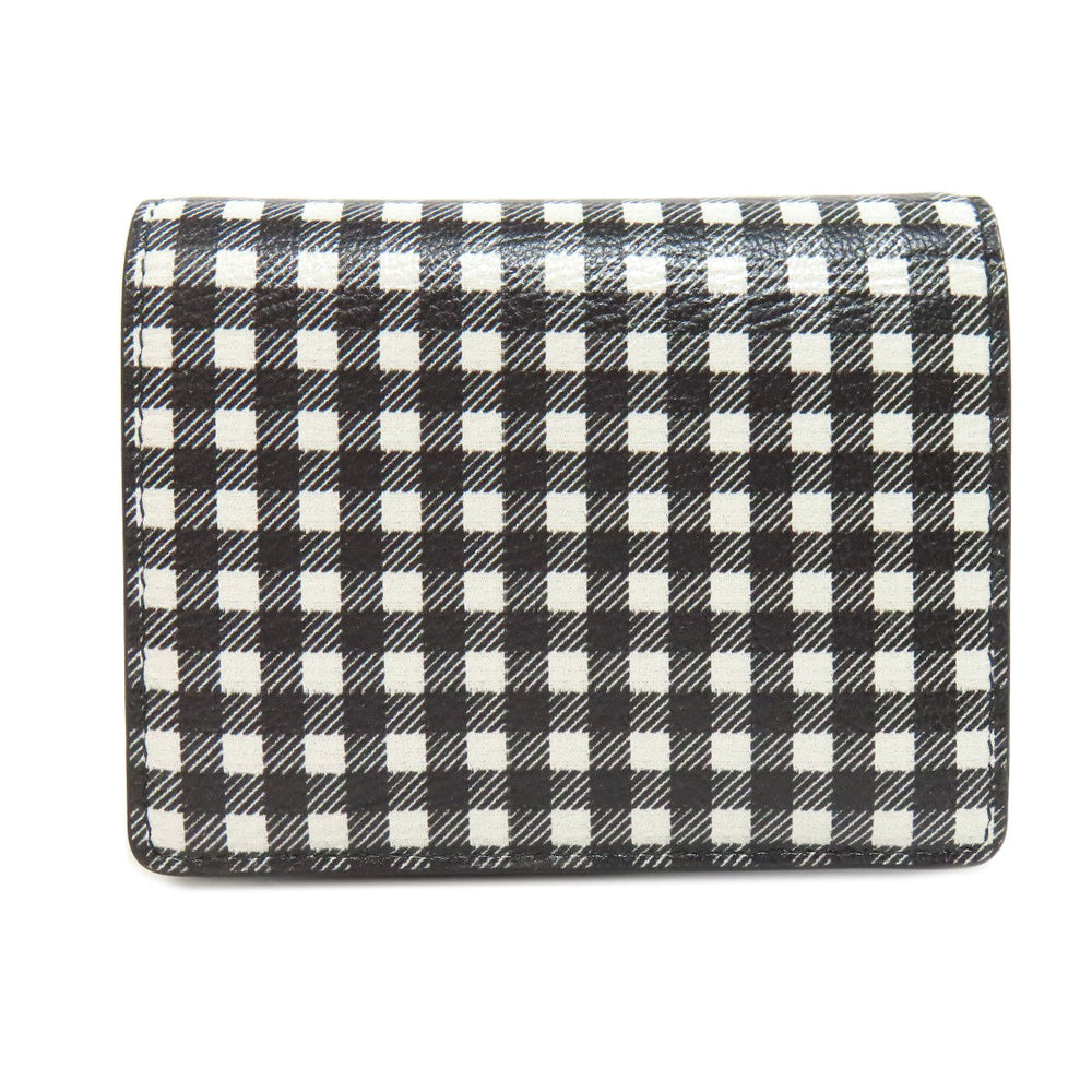 MIUMIU Bifold Wallet PVC black Check Pattern Women Used Authentic