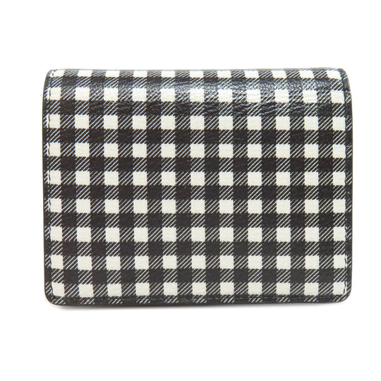 MIUMIU Bifold Wallet PVC black Check Pattern Women Used Authentic