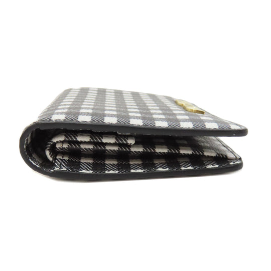 MIUMIU Bifold Wallet PVC black Check Pattern Women Used Authentic