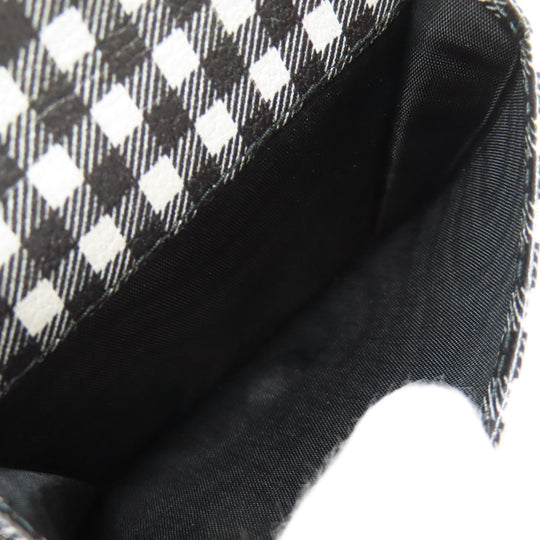 MIUMIU Bifold Wallet PVC black Check Pattern Women Used Authentic