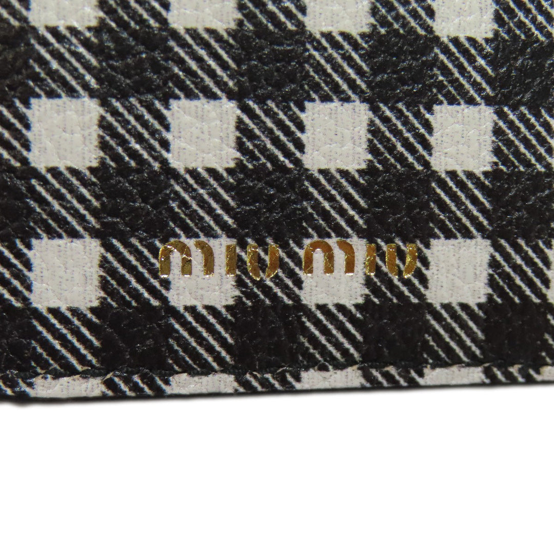 MIUMIU Bifold Wallet PVC black Check Pattern Women Used Authentic