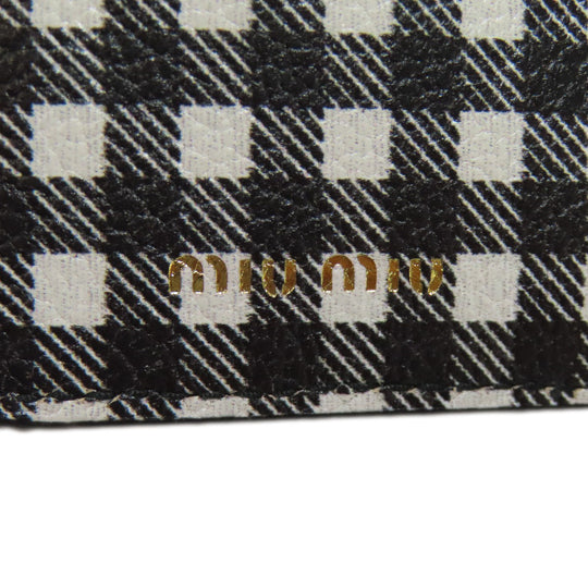 MIUMIU Bifold Wallet PVC black Check Pattern Women Used Authentic