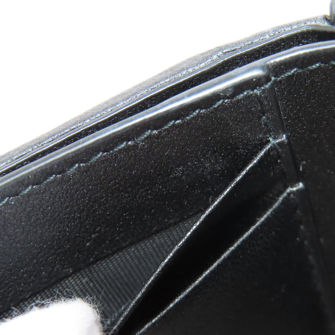 Christian Dior Bifold Wallet Calfskin black Lady Dior Compact Wallet Women Used Authentic