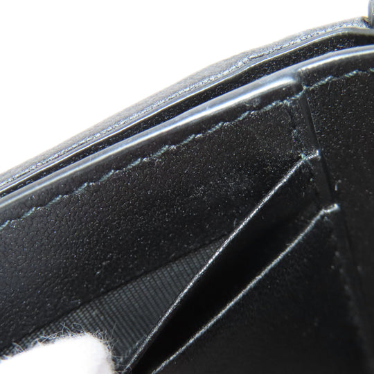 Christian Dior Bifold Wallet Calfskin black Lady Dior Compact Wallet Women Used Authentic