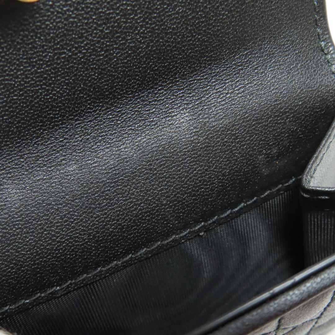 Christian Dior Bifold Wallet Calfskin black Lady Dior Compact Wallet Women Used Authentic