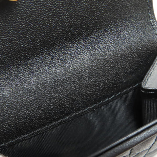Christian Dior Bifold Wallet Calfskin black Lady Dior Compact Wallet Women Used Authentic