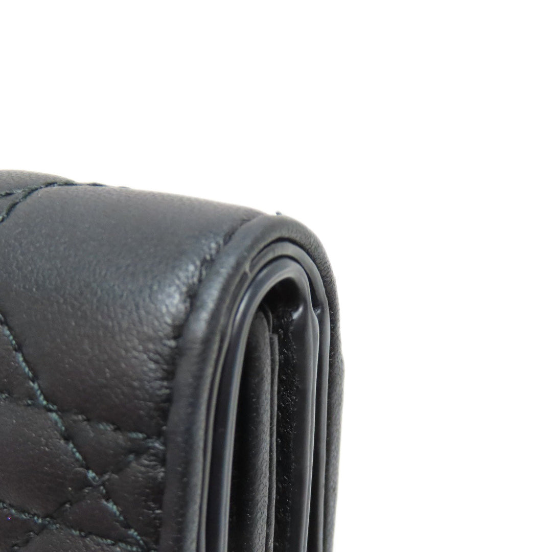 Christian Dior Bifold Wallet Calfskin black Lady Dior Compact Wallet Women Used Authentic