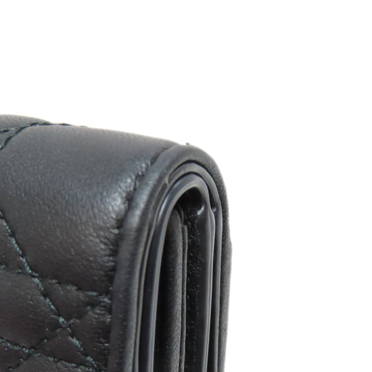 Christian Dior Bifold Wallet Calfskin black Lady Dior Compact Wallet Women Used Authentic