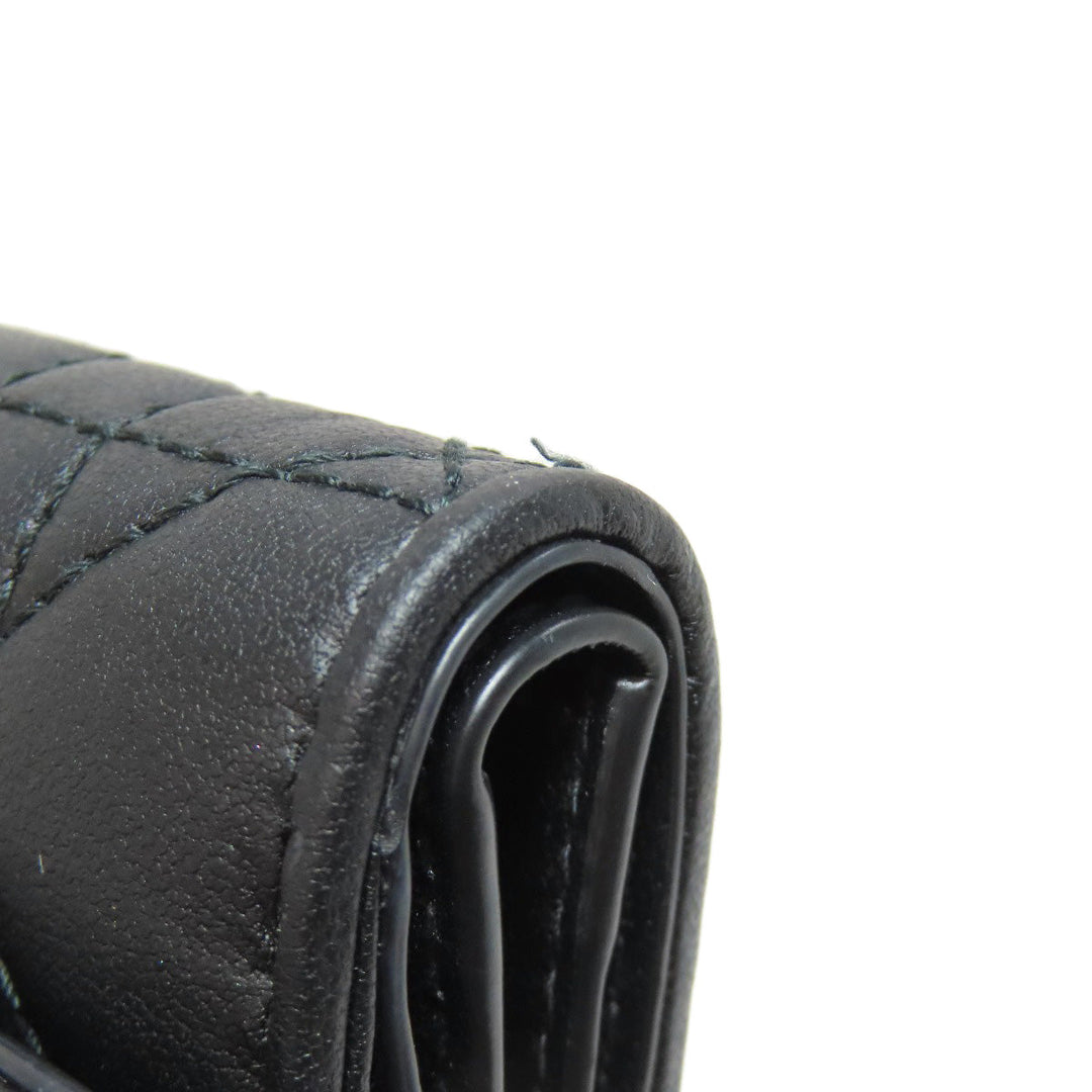 Christian Dior Bifold Wallet Calfskin black Lady Dior Compact Wallet Women Used Authentic