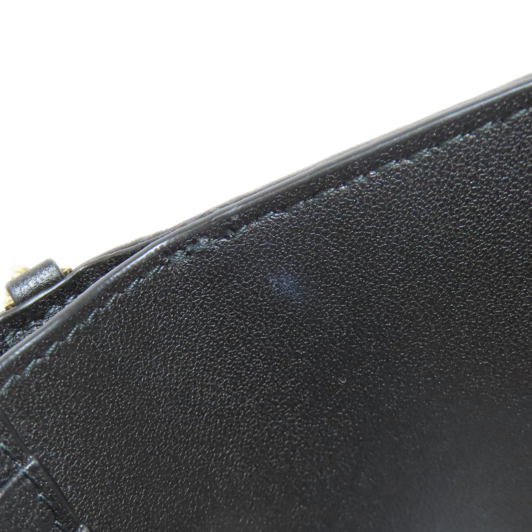 Christian Dior Bifold Wallet Calfskin black Lady Dior Compact Wallet Women Used Authentic