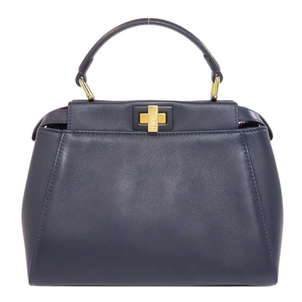 FENDI Handbag Calfskin Navy Peekaboo Mini 2WAY