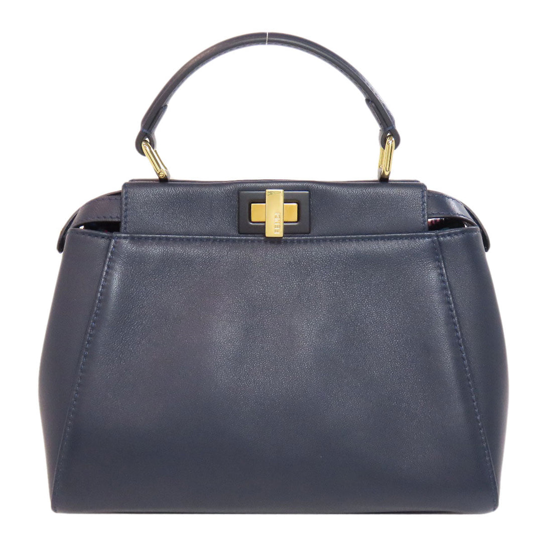 FENDI Handbag Calfskin Navy Peekaboo Mini 2WAY