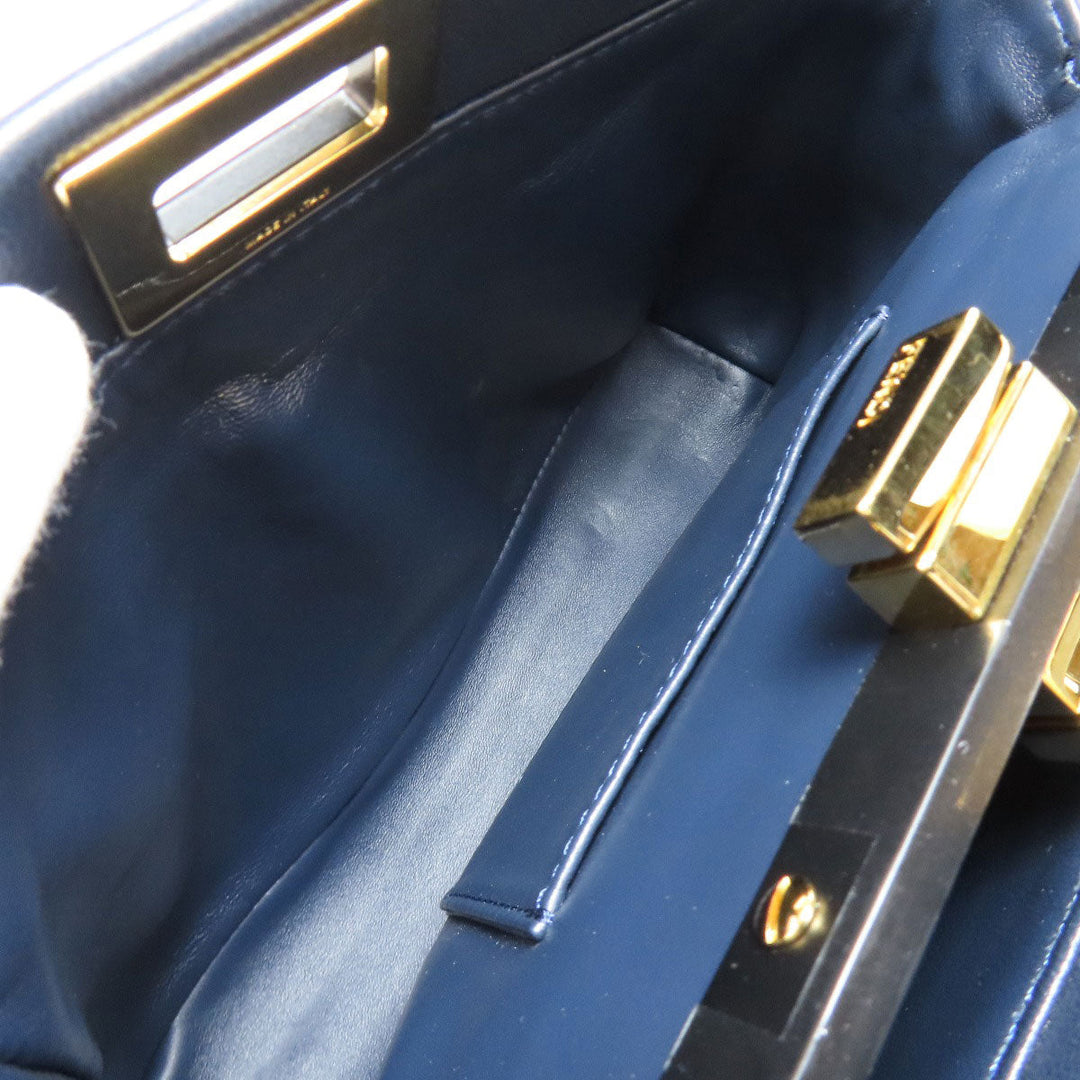 FENDI Handbag Calfskin Navy Peekaboo Mini 2WAY
