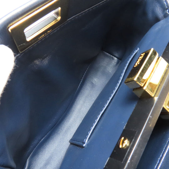 FENDI Handbag Calfskin Navy Peekaboo Mini 2WAY