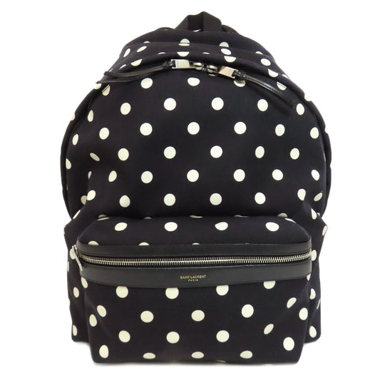SAINT LAURENT Backpack canvas black Dot Pattern Women Used Authentic