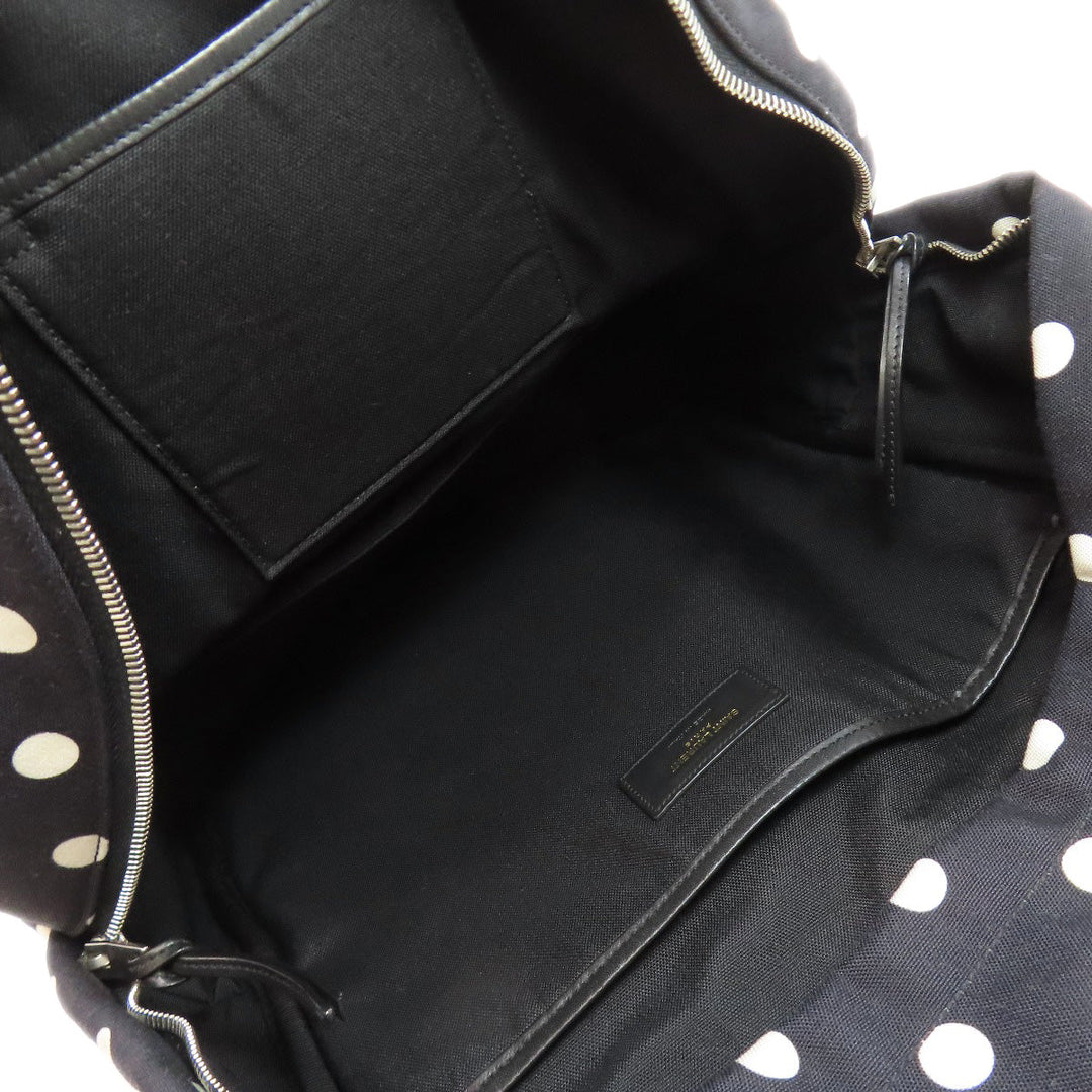 SAINT LAURENT Backpack canvas black Dot Pattern Women Used Authentic