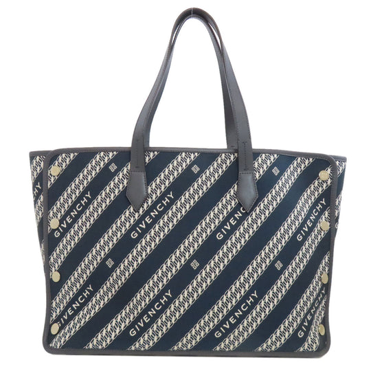 Givenchy Tote Bag canvas Navy logo Women Used Authentic