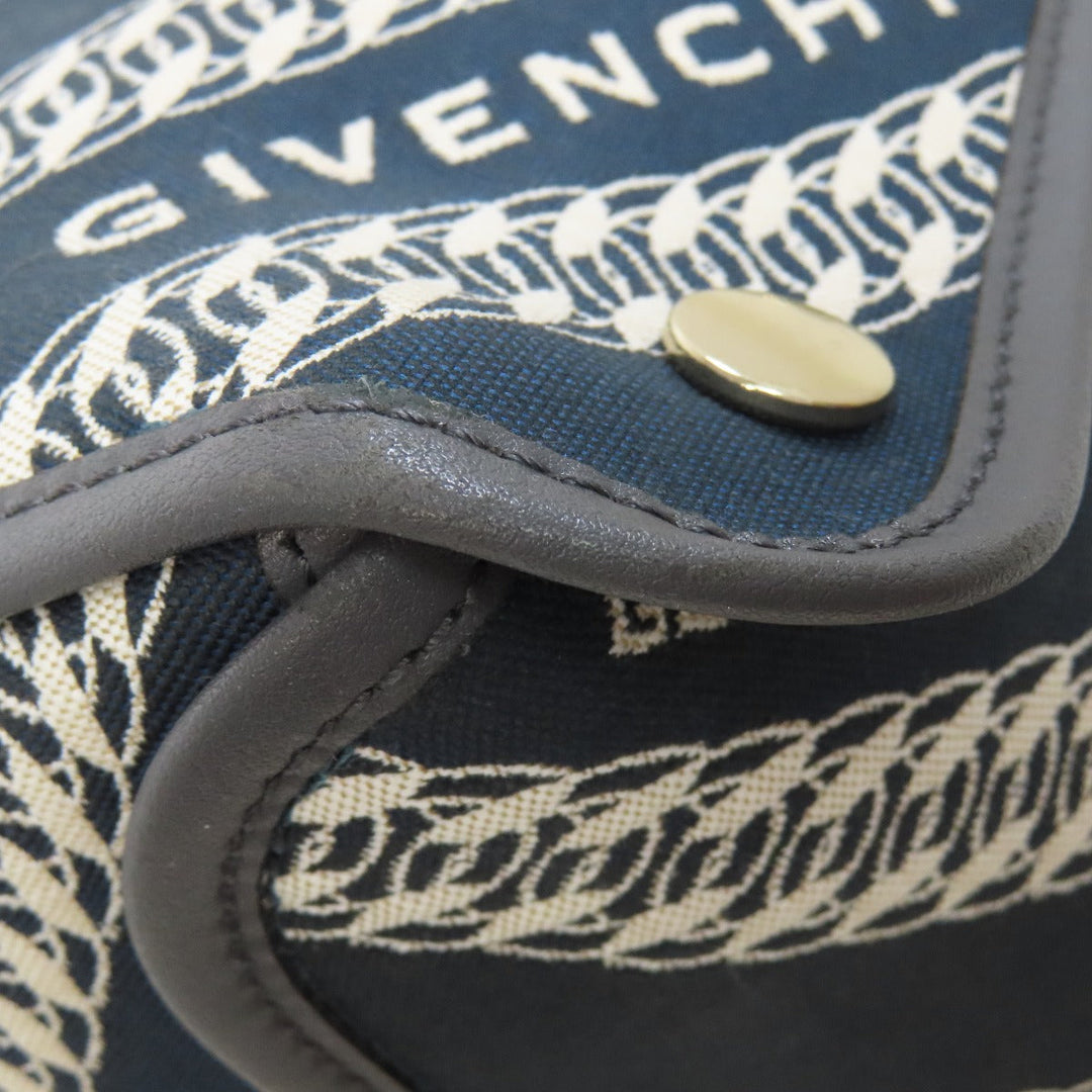Givenchy Tote Bag canvas Navy logo Women Used Authentic