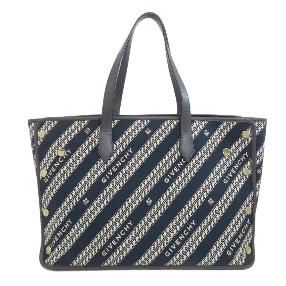 Givenchy Tote Bag canvas Navy logo Women Used Authentic