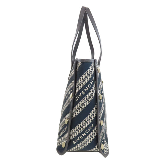 Givenchy Tote Bag canvas Navy logo Women Used Authentic