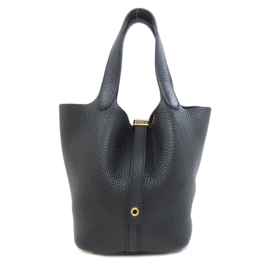 HERMES Handbag Taurillon Clemence black Picotin Lock PM Gold Metal Women Used Authentic