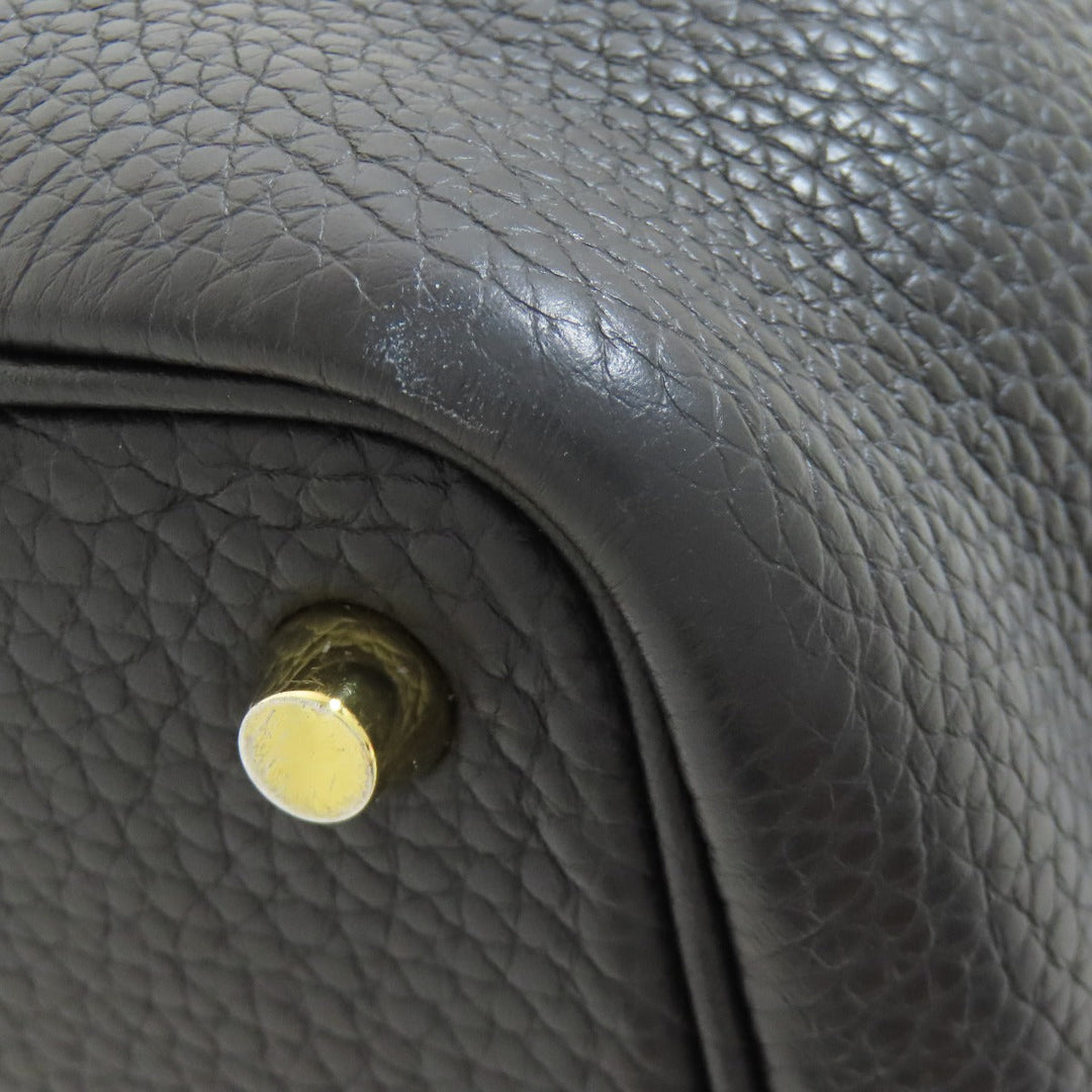 HERMES Handbag Taurillon Clemence black Picotin Lock PM Gold Metal Women Used Authentic