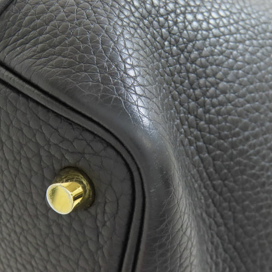 HERMES Handbag Taurillon Clemence black Picotin Lock PM Gold Metal Women Used Authentic