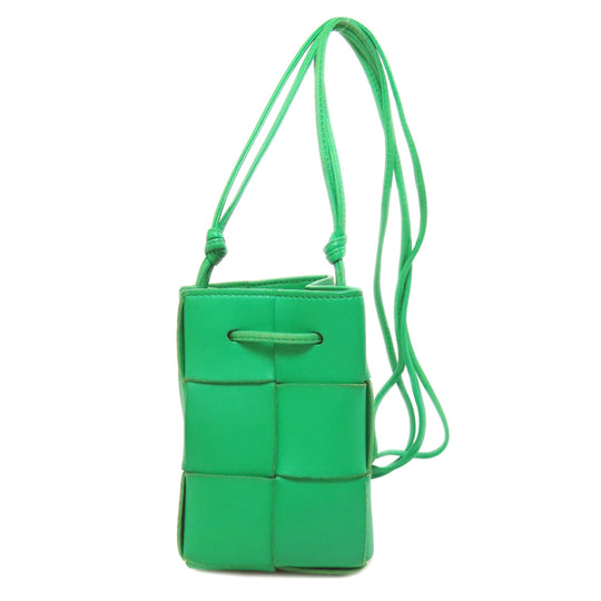 BOTTEGAVENETA Shoulder Bag Calfskin green Cassette Mini Bucket Women Used Authentic