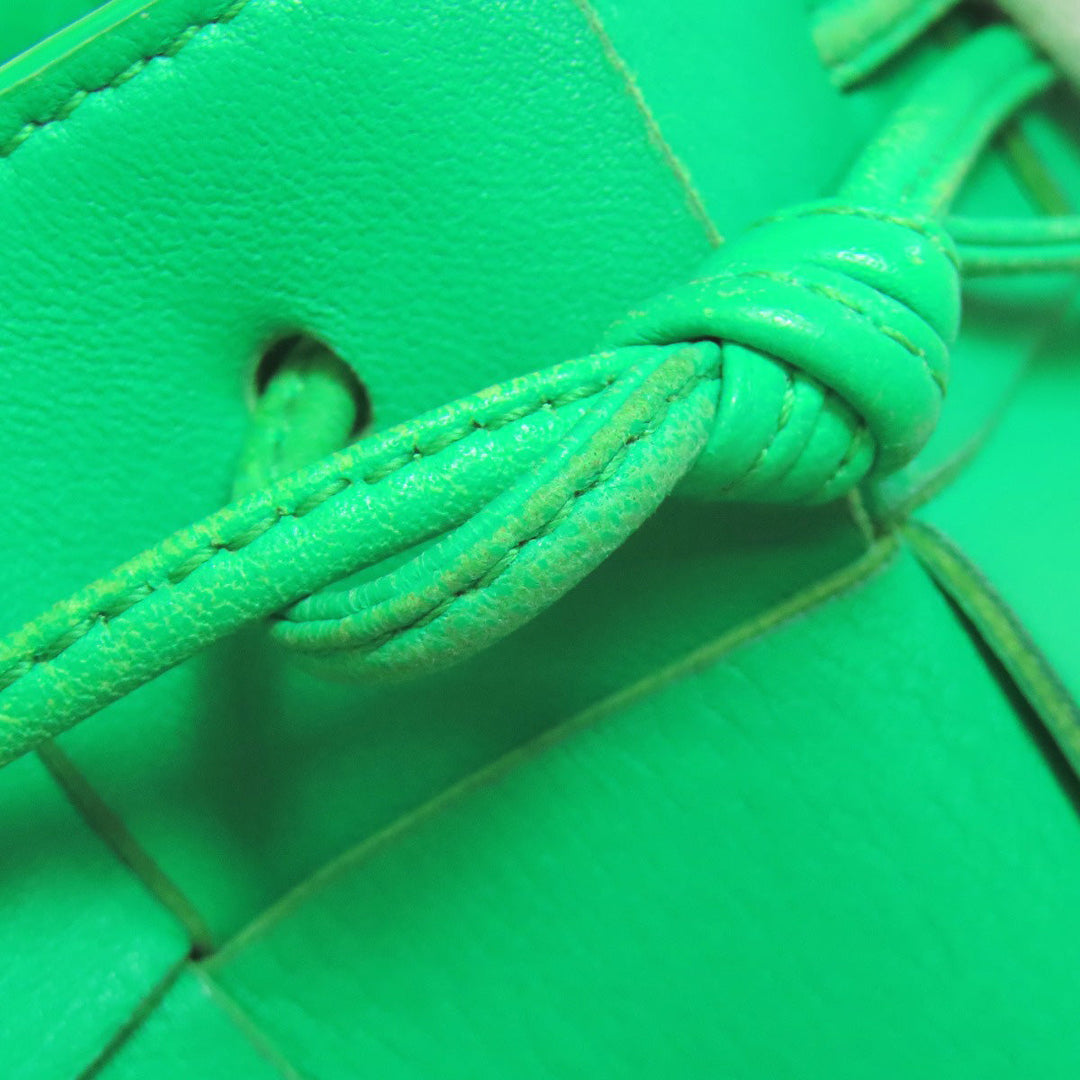 BOTTEGAVENETA Shoulder Bag Calfskin green Cassette Mini Bucket Women Used Authentic