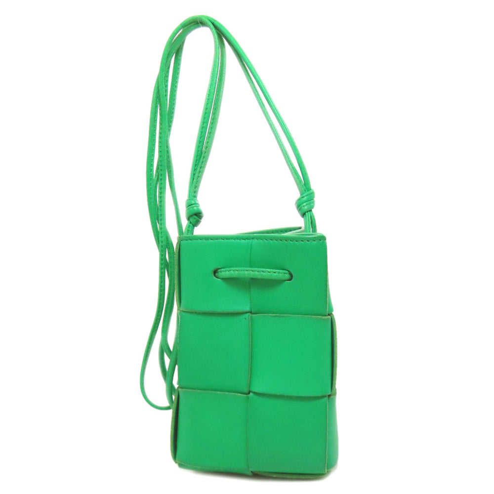 BOTTEGAVENETA Shoulder Bag Calfskin green Cassette Mini Bucket Women Used Authentic