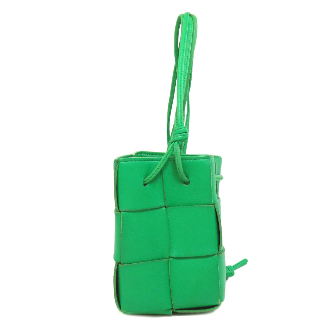 BOTTEGAVENETA Shoulder Bag Calfskin green Cassette Mini Bucket Women Used Authentic