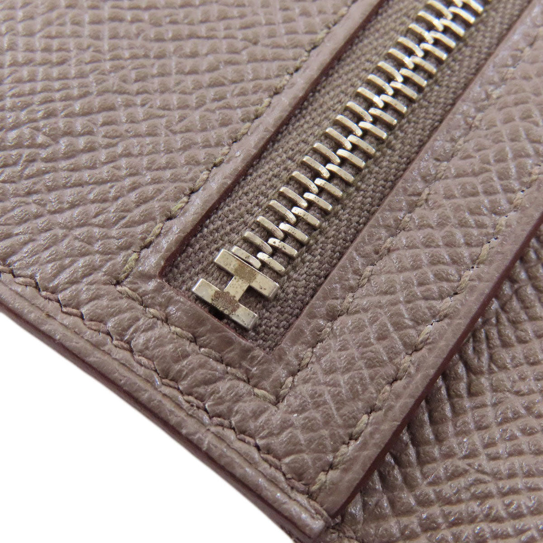 HERMES Long Wallet Purse Epsom gray Bearn soufflet ethane SilverMetal Women Used Authentic