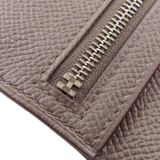 HERMES Long Wallet Purse Epsom gray Bearn soufflet ethane SilverMetal Women Used Authentic