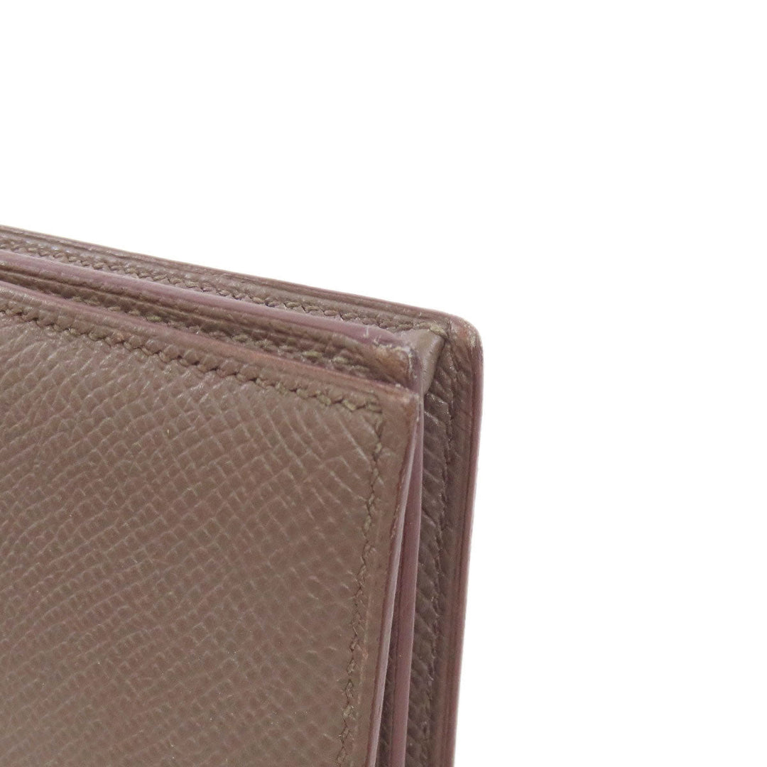 HERMES Long Wallet Purse Epsom gray Bearn soufflet ethane SilverMetal Women Used Authentic