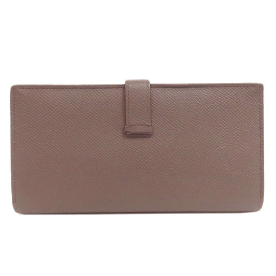 HERMES Long Wallet Purse Epsom gray Bearn soufflet ethane SilverMetal Women Used Authentic