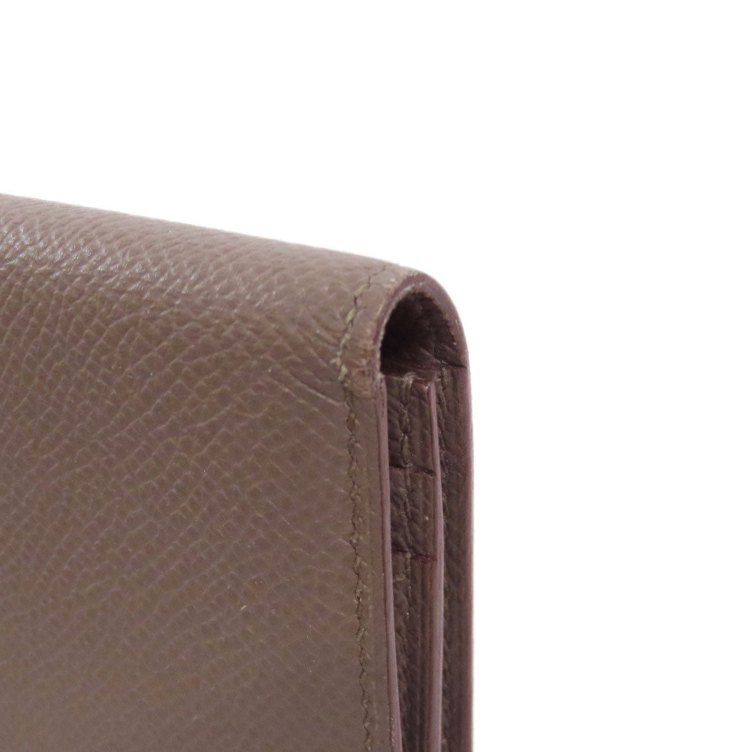 HERMES Long Wallet Purse Epsom gray Bearn soufflet ethane SilverMetal Women Used Authentic