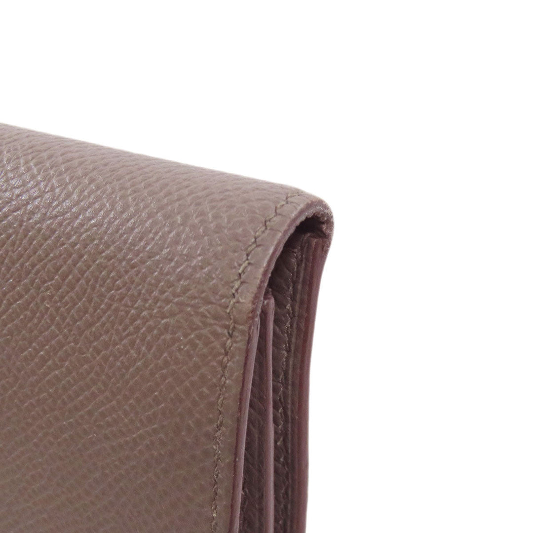 HERMES Long Wallet Purse Epsom gray Bearn soufflet ethane SilverMetal Women Used Authentic