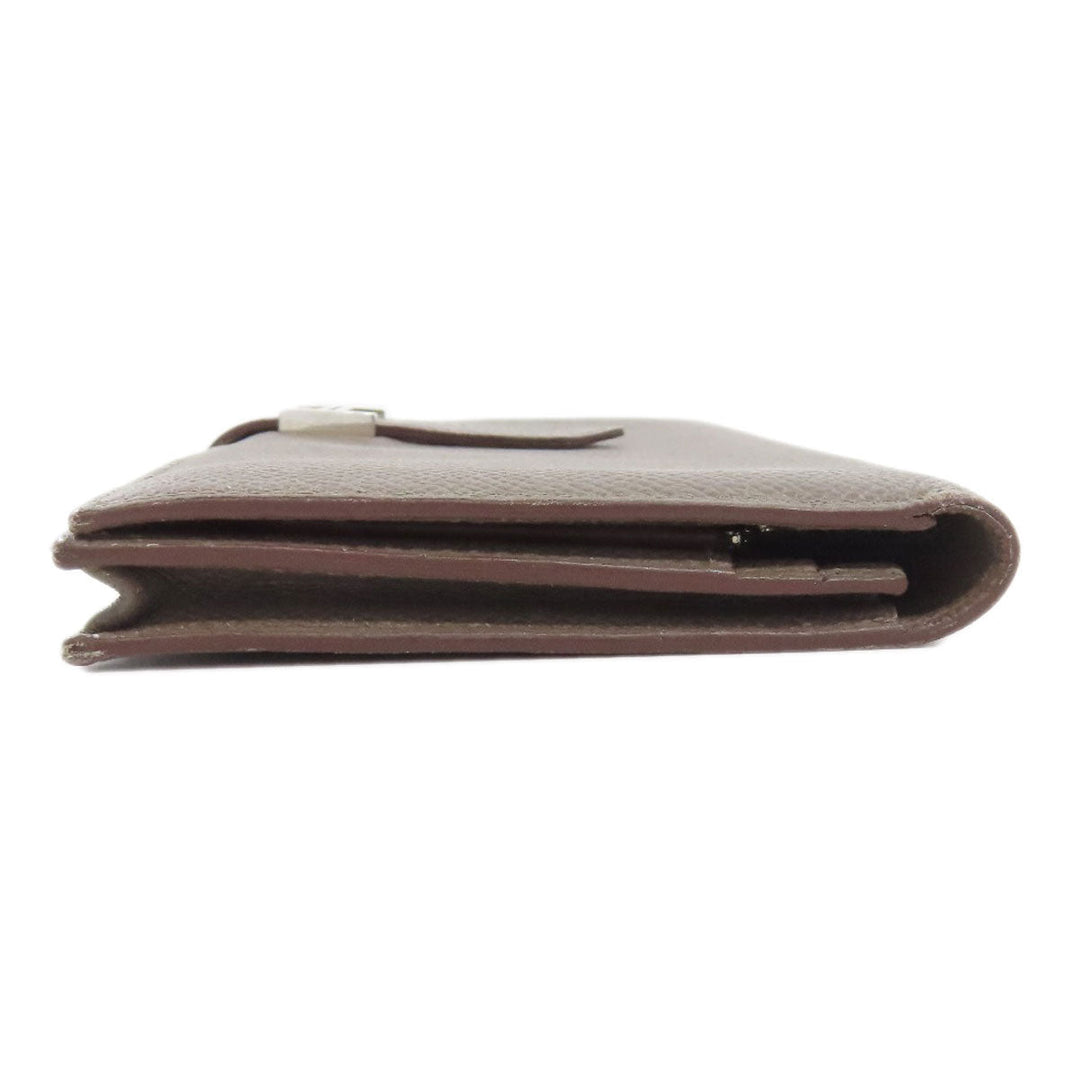 HERMES Long Wallet Purse Epsom gray Bearn soufflet ethane SilverMetal Women Used Authentic