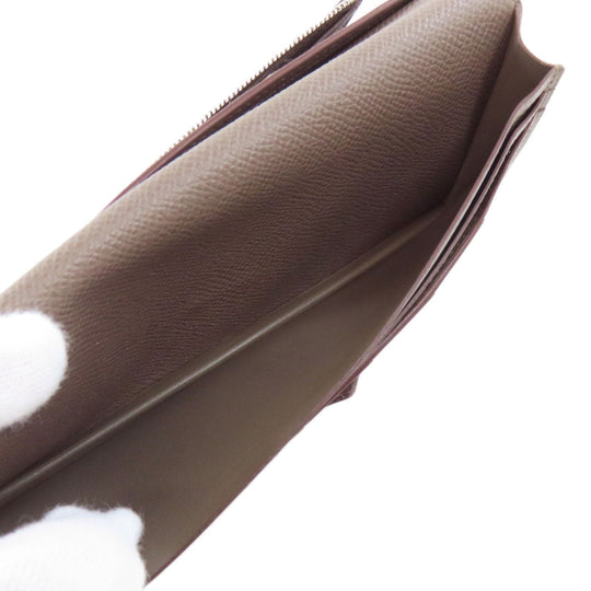 HERMES Long Wallet Purse Epsom gray Bearn soufflet ethane SilverMetal Women Used Authentic