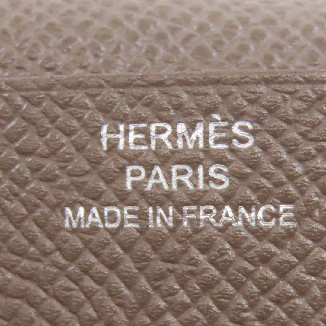 HERMES Long Wallet Purse Epsom gray Bearn soufflet ethane SilverMetal Women Used Authentic