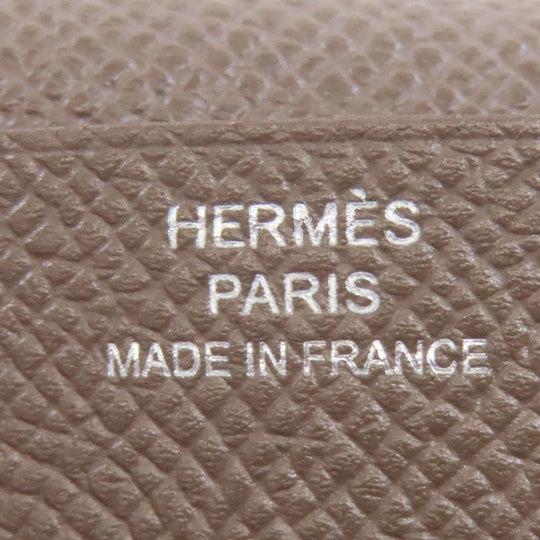 HERMES Long Wallet Purse Epsom gray Bearn soufflet ethane SilverMetal Women Used Authentic