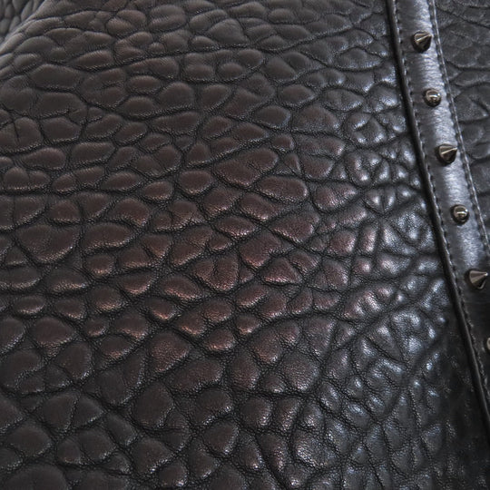 JIMMY CHOO Tote Bag leather black Studs Women Used Authentic