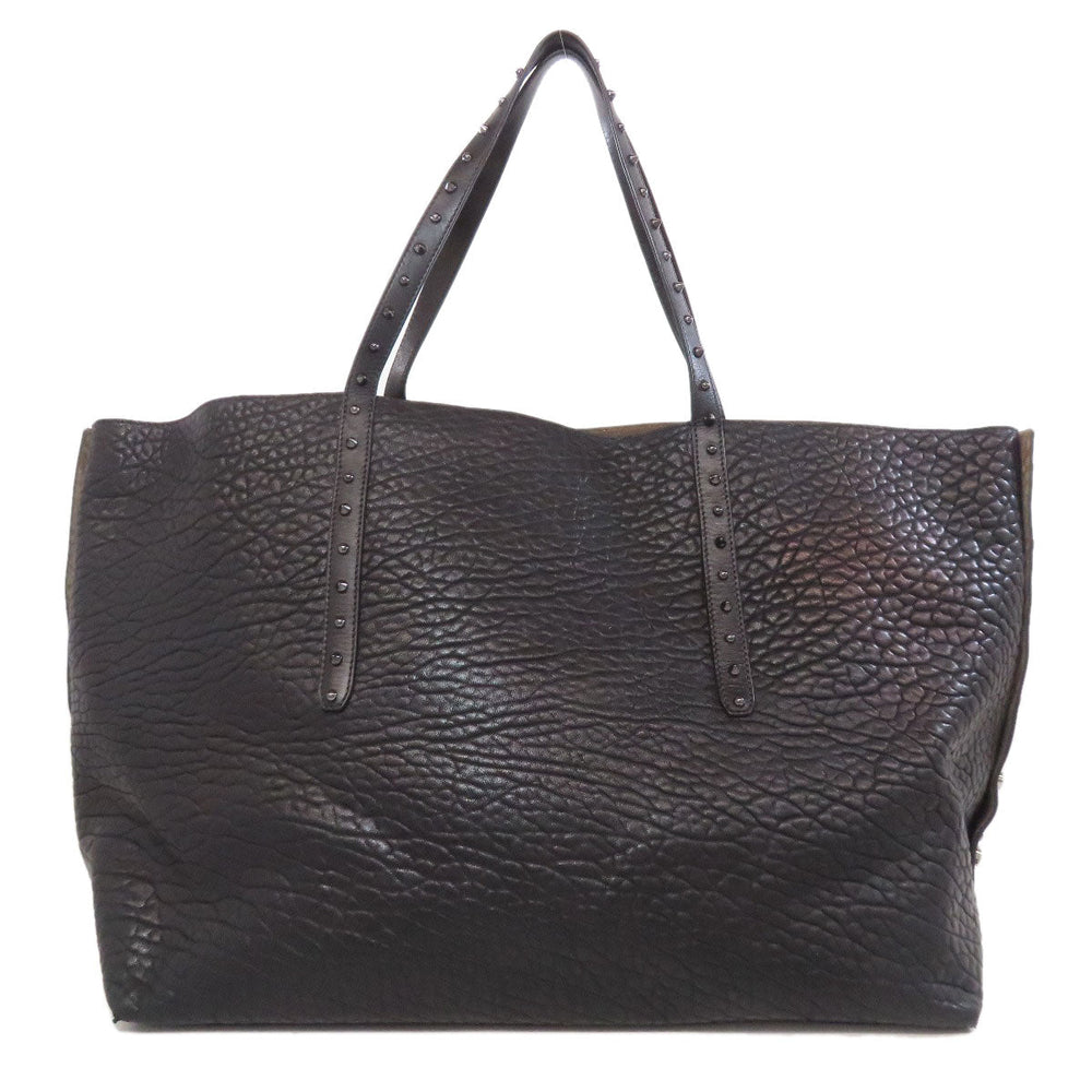 JIMMY CHOO Tote Bag leather black Studs Women Used Authentic