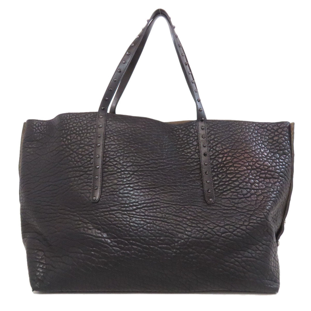 JIMMY CHOO Tote Bag leather black Studs Women Used Authentic