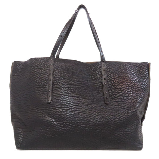 JIMMY CHOO Tote Bag leather black Studs Women Used Authentic